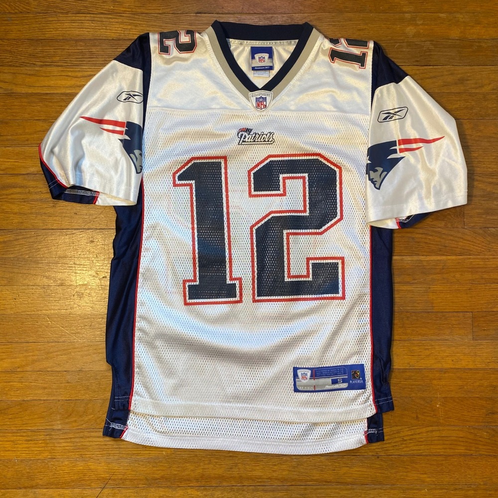 Reebok Tom Brady New England Patriots NFL Jersey White #12 Mens Small 2000s